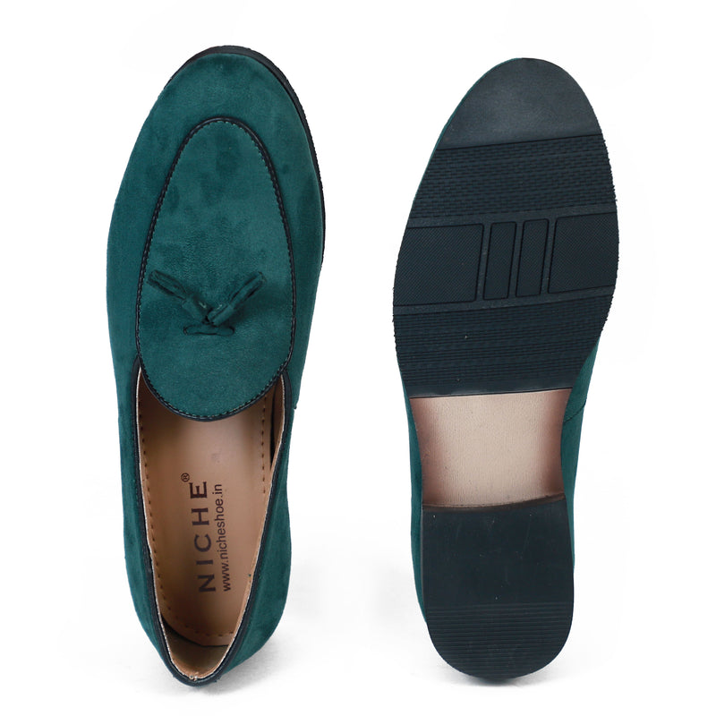 NICHE Green Suede Tassel Loafers