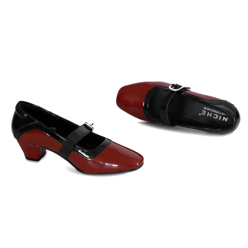 NICHE Women French Wine-Black Low Heel Pumps