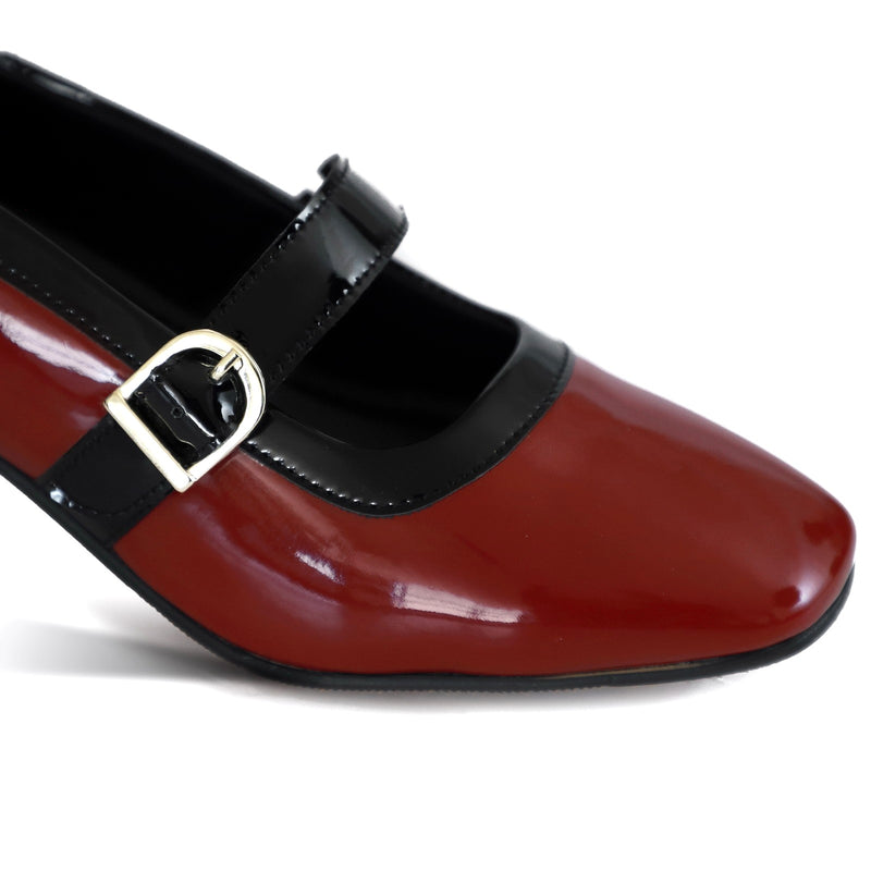 NICHE Women French Wine-Black Low Heel Pumps