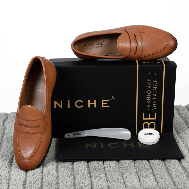 NICHE Elegant Tan Penny Loafers