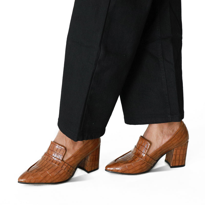 NICHE Women Cro-Co Block Heel Pumps - Tan