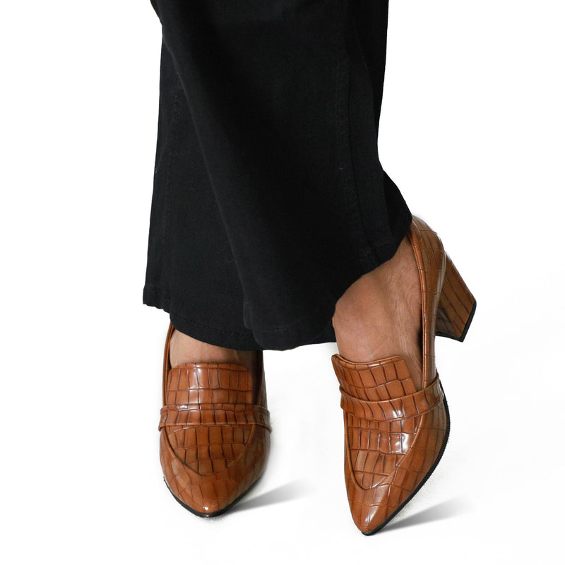 NICHE Women Cro-Co Block Heel Pumps - Tan