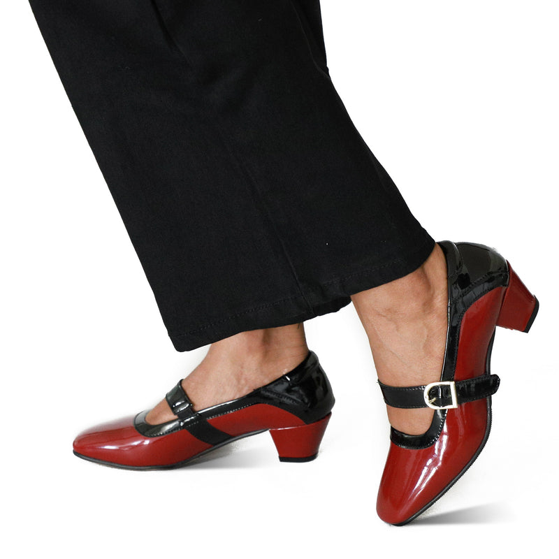 NICHE Women French Wine-Black Low Heel Pumps