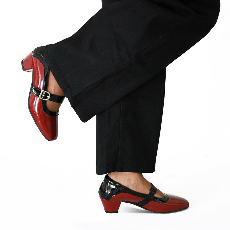 NICHE Women French Wine-Black Low Heel Pumps