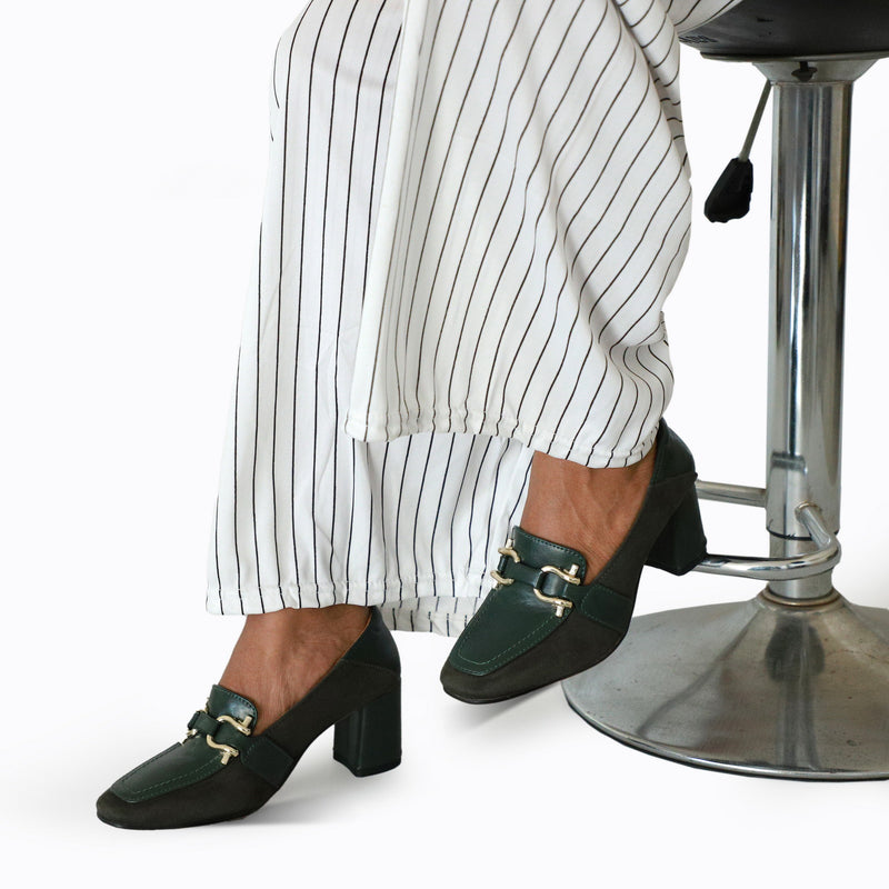 NICHE Women Green Suede Block Heels
