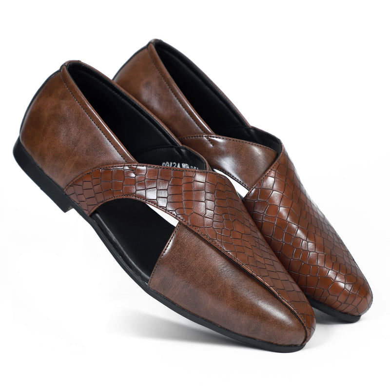 Niche Brown Croc Ethnic Peshawari Sandal