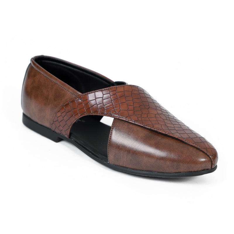 Niche Brown Croc Ethnic Peshawari Sandal