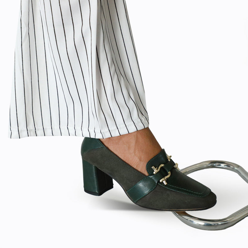 NICHE Women Green Suede Block Heels