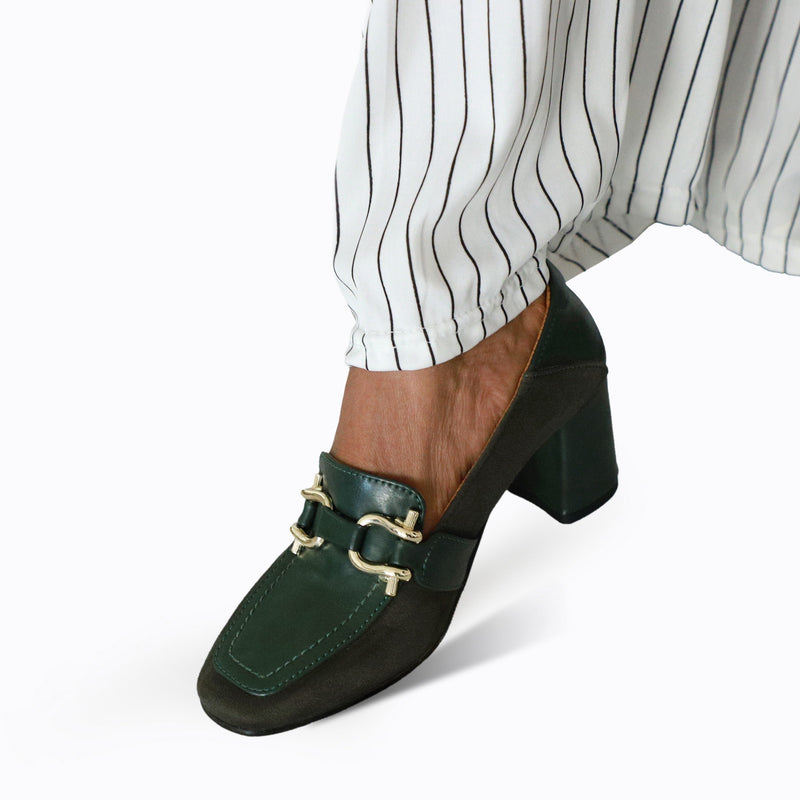 NICHE Women Green Suede Block Heels