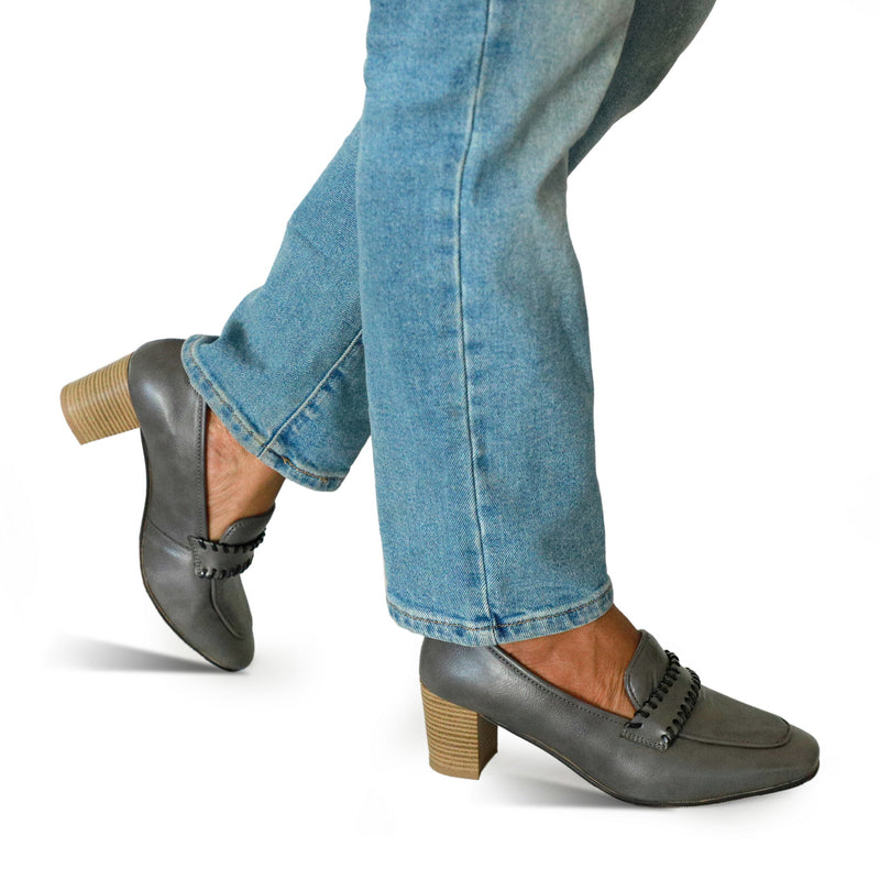 NICHE Women Classic Mid Block Heels - Gray