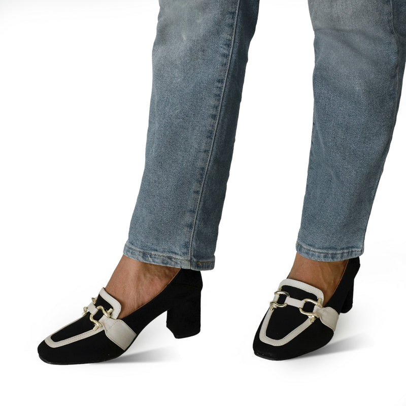 NICHE Women Black Suede Block Heels