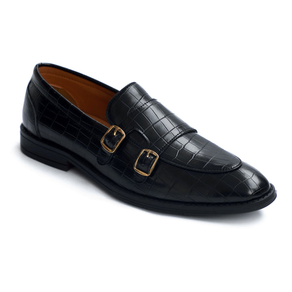 NICHE Black Crco Pattern Luxurious Double Monk Slipons