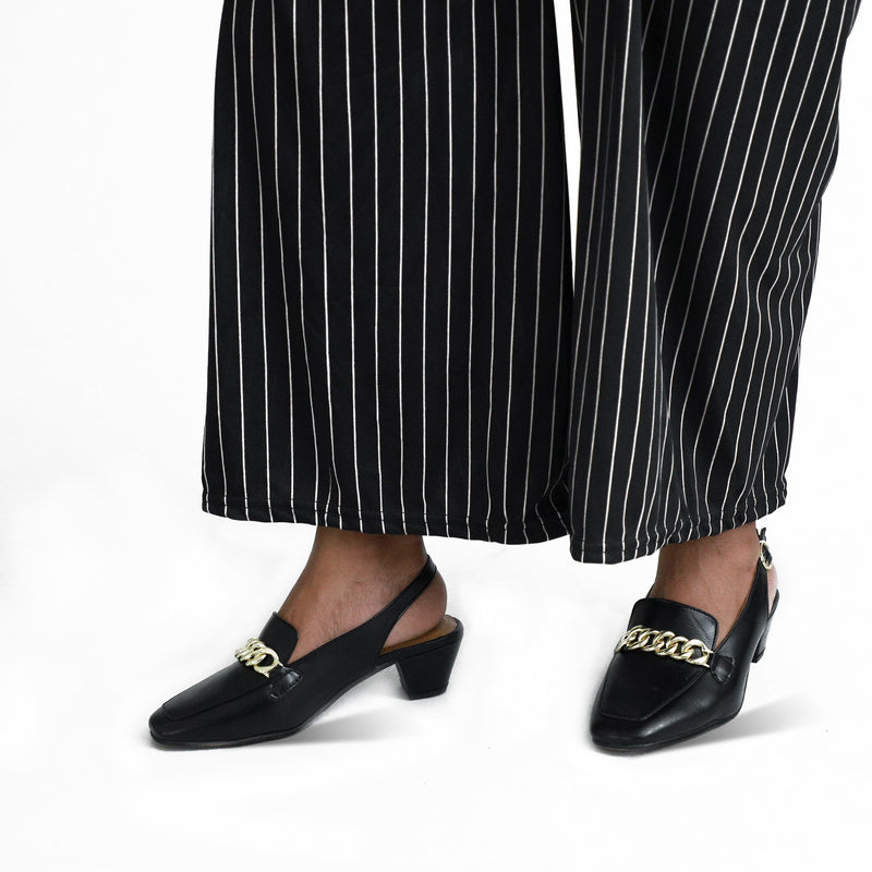 NICHE Women Tulip Black Low Slingback Heels