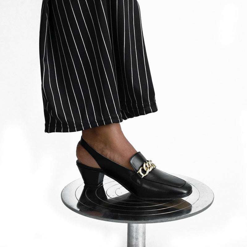 NICHE Women Tulip Black Low Slingback Heels