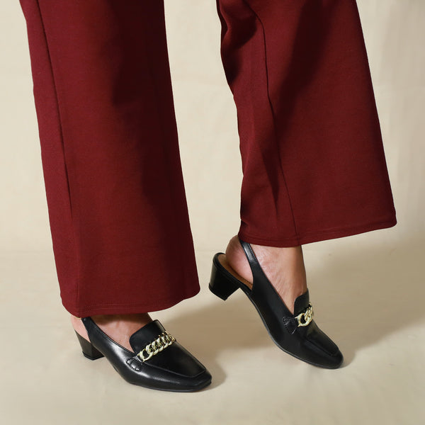 NICHE Women Tulip Black Low Slingback Heels