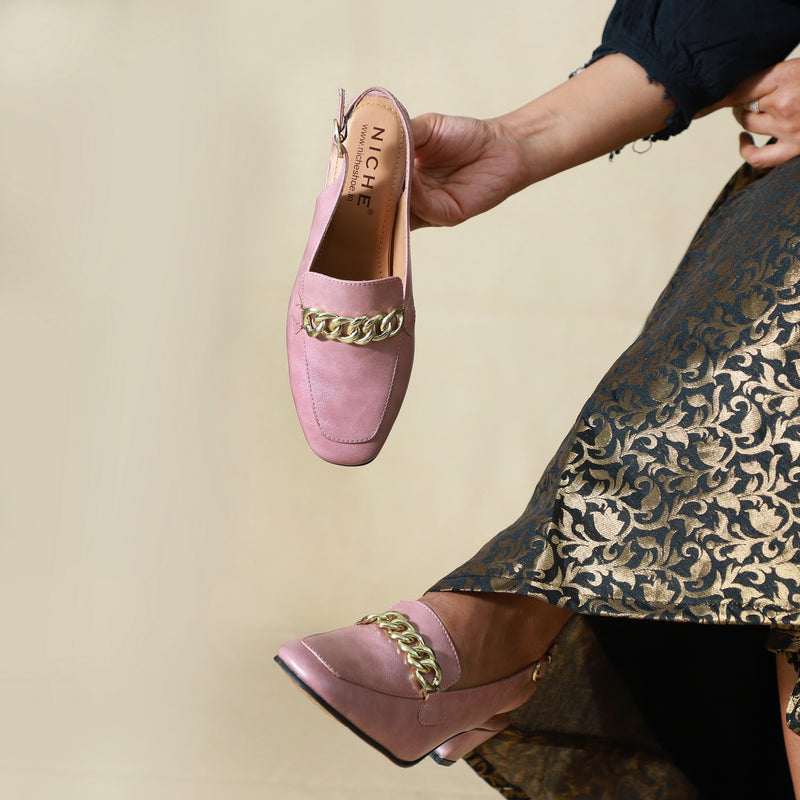 NICHE Women Tulip Pink Low Slingback Heels