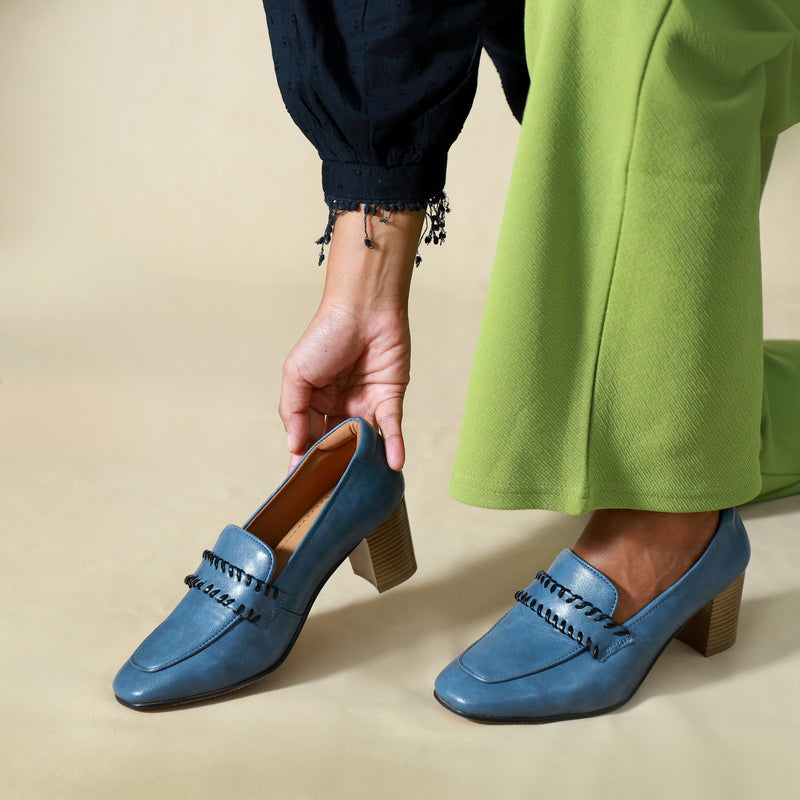 NICHE Women Classic Mid Block Heels - Blue