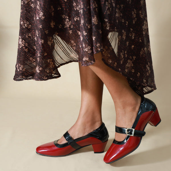 NICHE Women French Wine-Black Low Heel Pumps