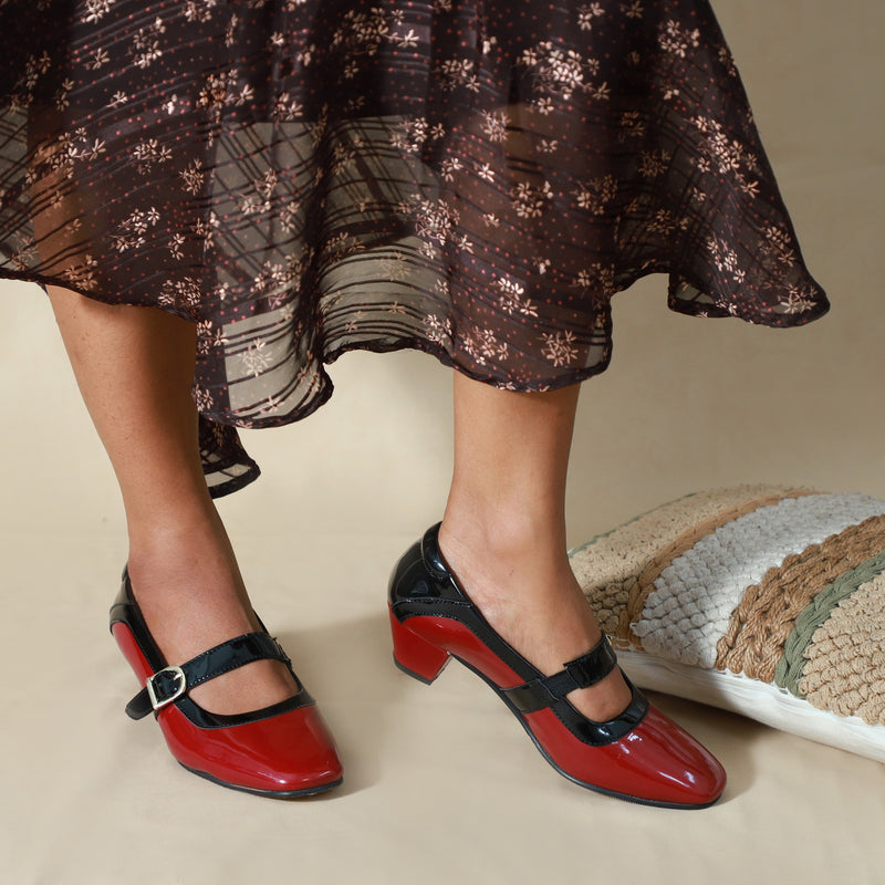 NICHE Women French Wine-Black Low Heel Pumps