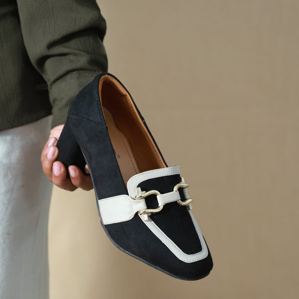 NICHE Women Black Suede Block Heels