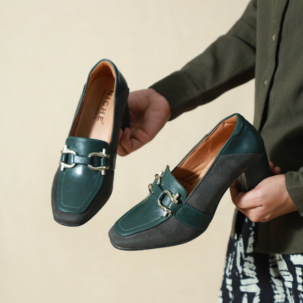 NICHE Women Green Suede Block Heels