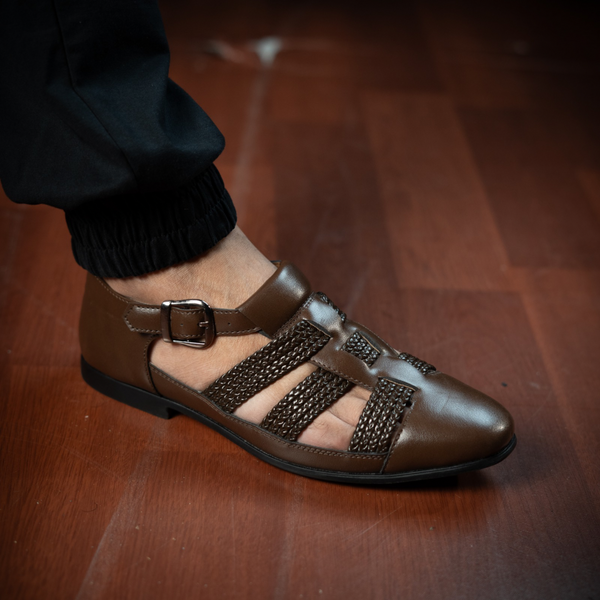 NICHE Brown Hand Braided Unique Designer Sandals