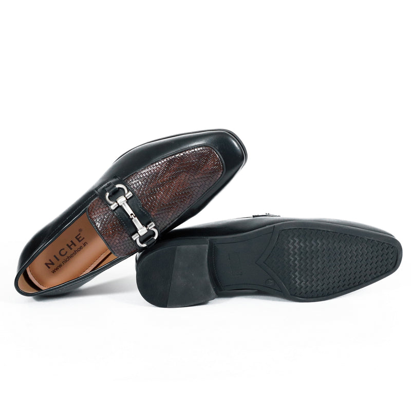 NICHE Black Wine Dual Tone Braided Horsebit Loafers