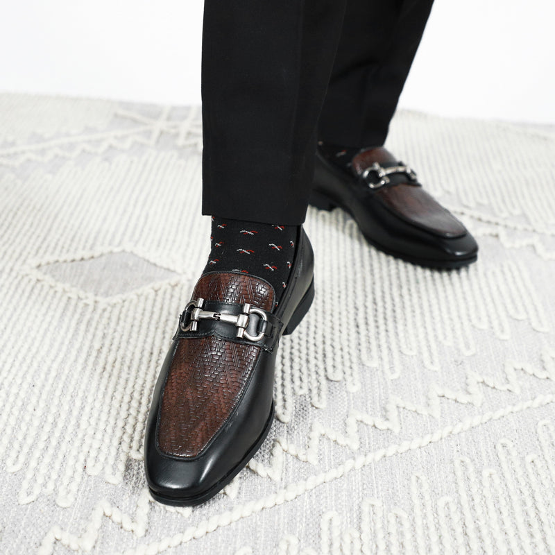 NICHE Black Wine Dual Tone Braided Horsebit Loafers