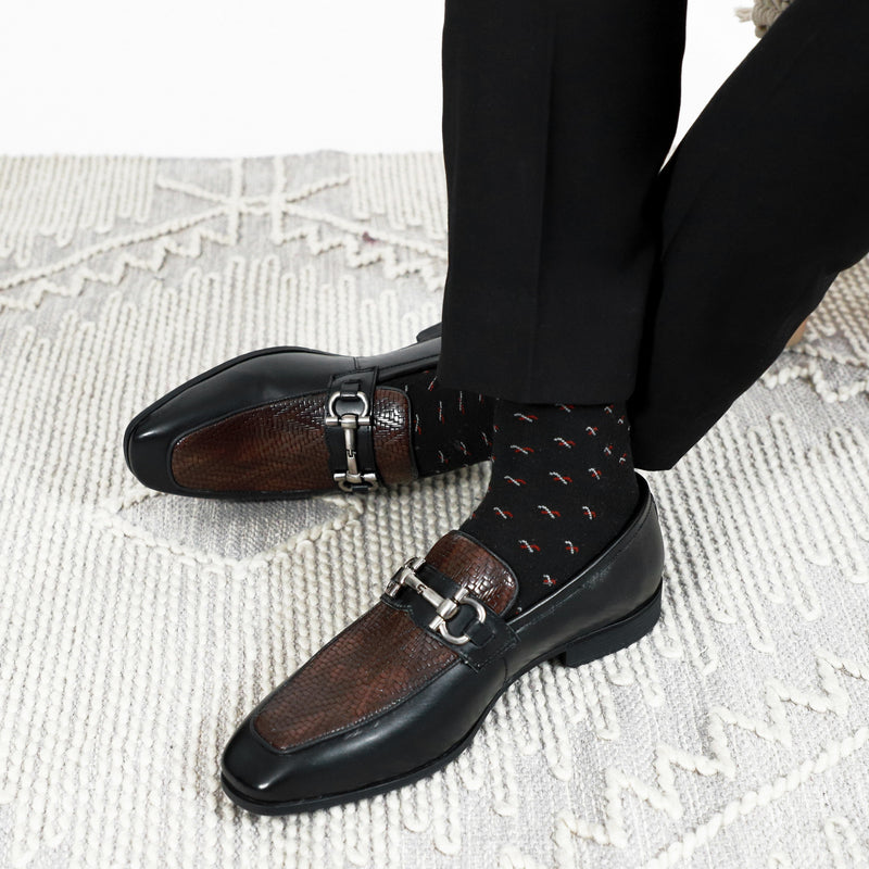 NICHE Black Wine Dual Tone Braided Horsebit Loafers