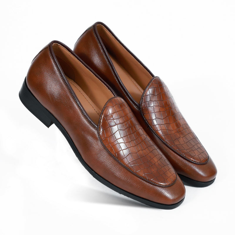 NICHE Tan Brown Exclusive Croco Loafers