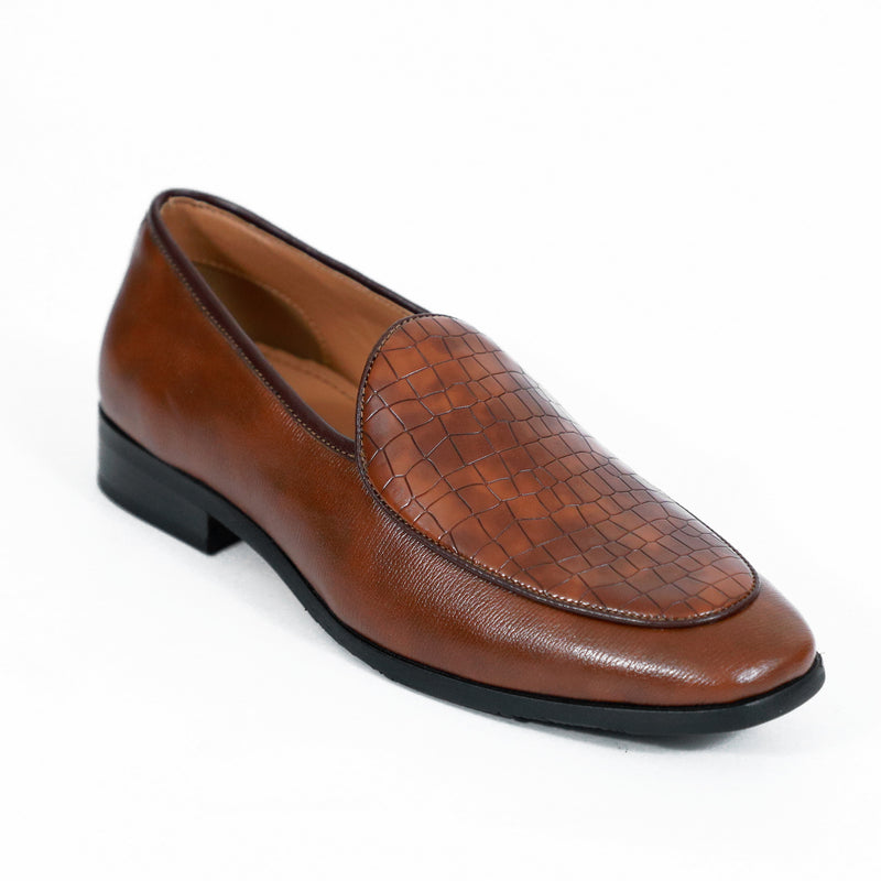 NICHE Tan Brown Exclusive Croco Loafers