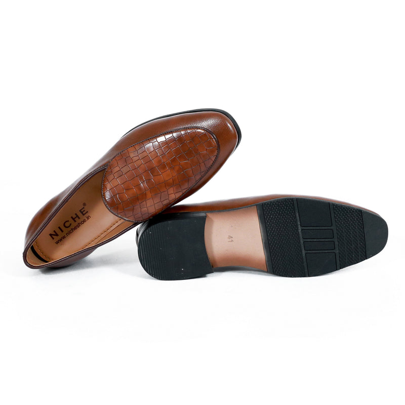 NICHE Tan Brown Exclusive Croco Loafers