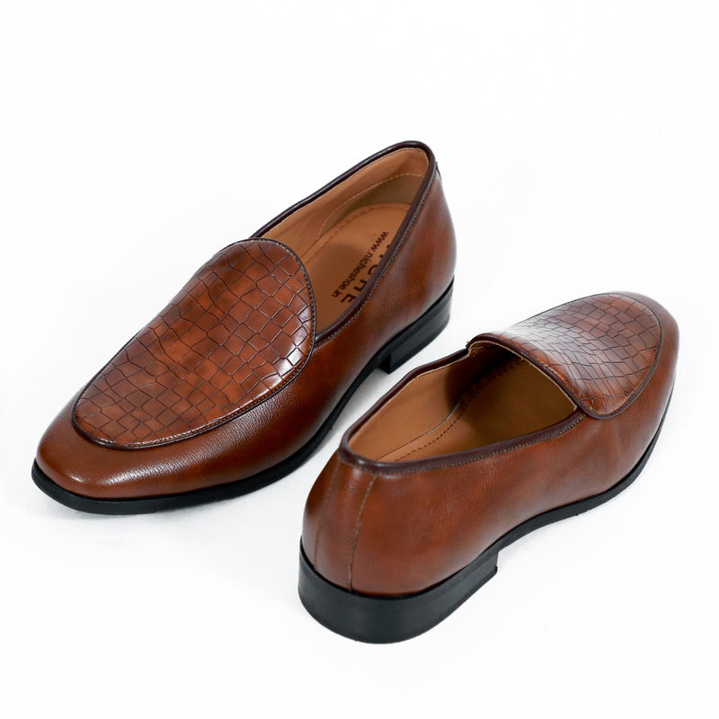 NICHE Tan Brown Exclusive Croco Loafers