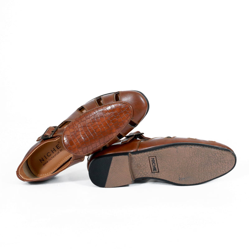 NICHE Tan Croco Maharaja Peshawari Sandal
