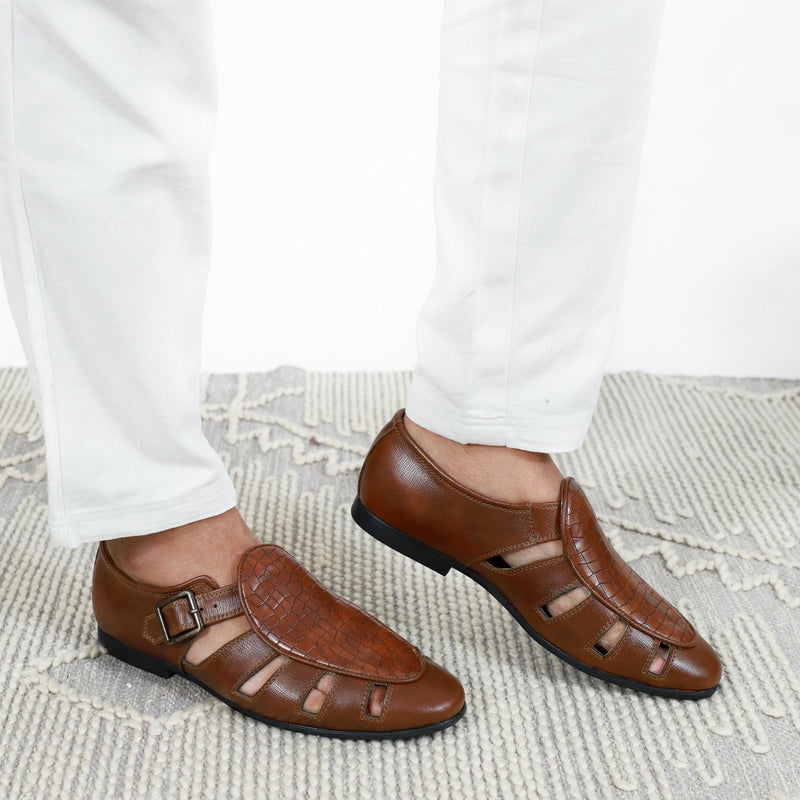 NICHE Tan Croco Maharaja Peshawari Sandal