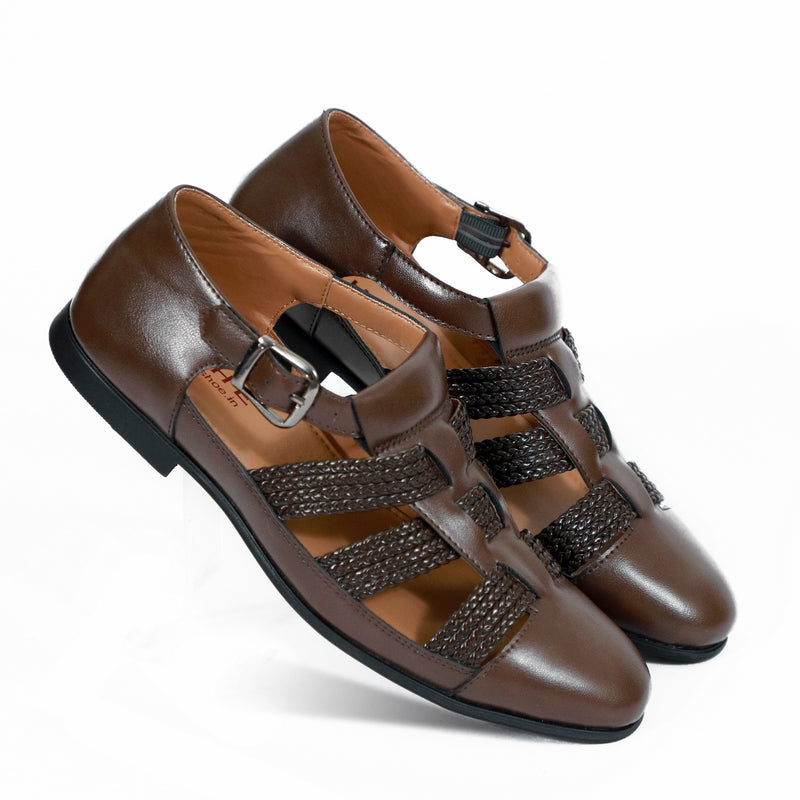 NICHE Brown Hand Braided Unique Designer Sandals