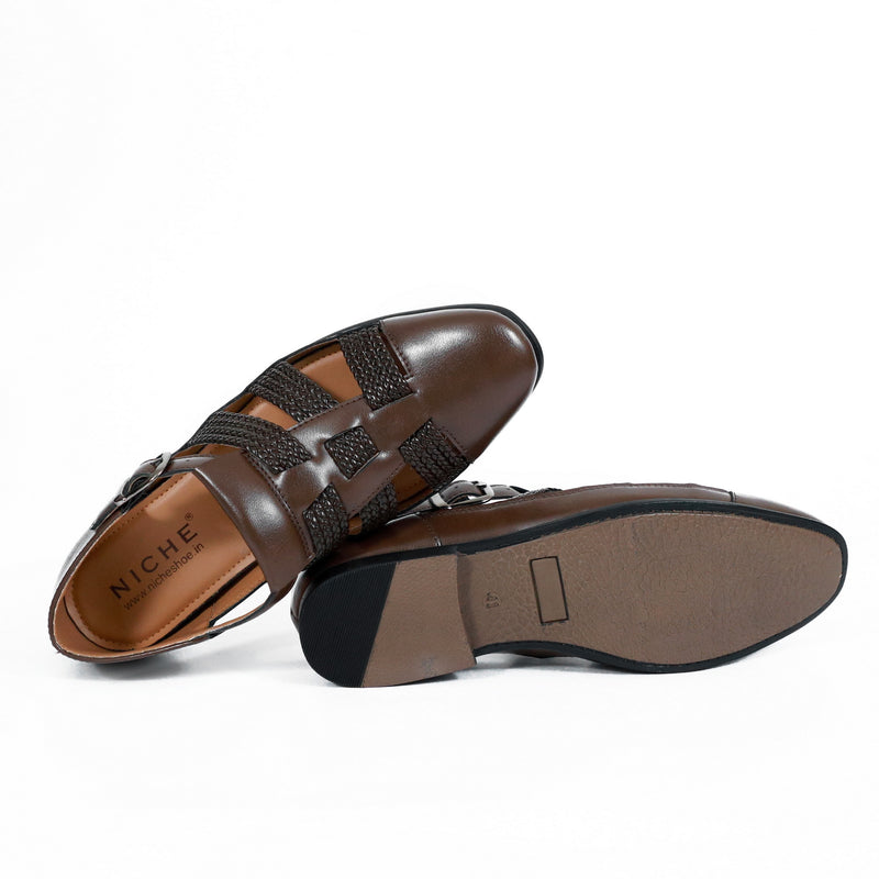 NICHE Brown Hand Braided Unique Designer Sandals