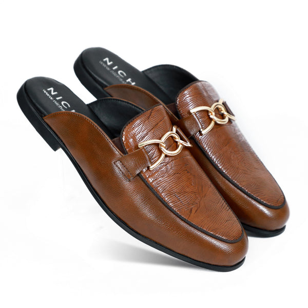 NICHE Tan Brown Designer Horsebit Mule