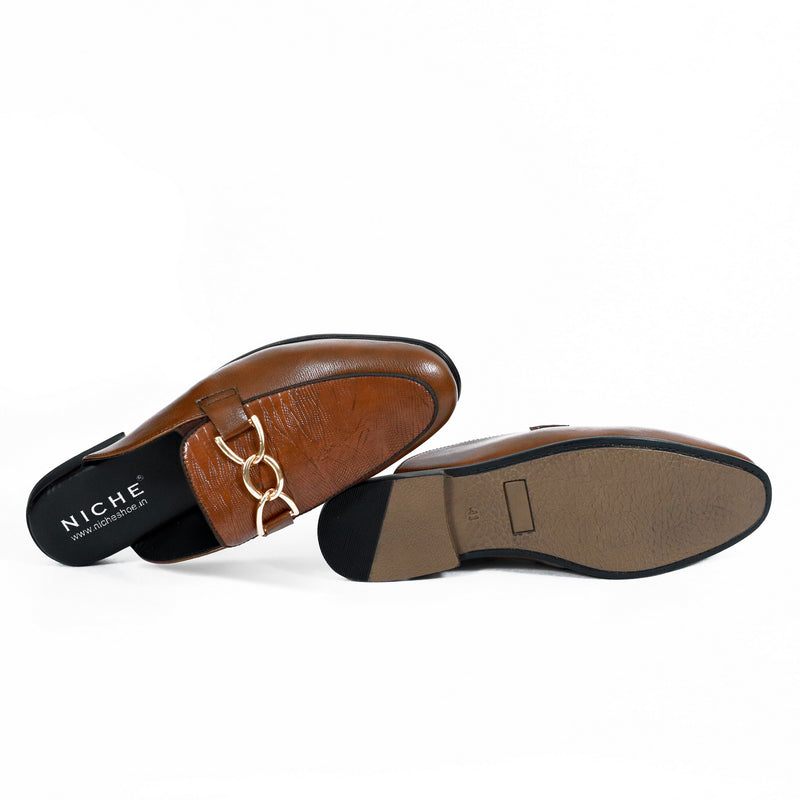 NICHE Tan Brown Designer Horsebit Mule