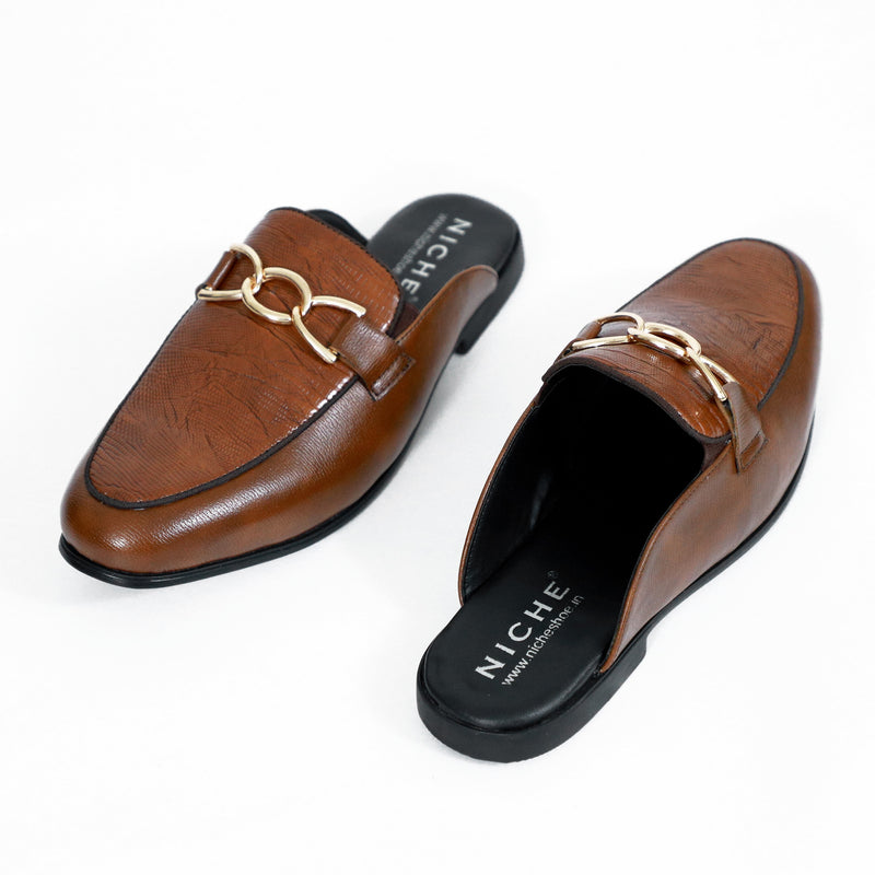 NICHE Tan Brown Designer Horsebit Mule