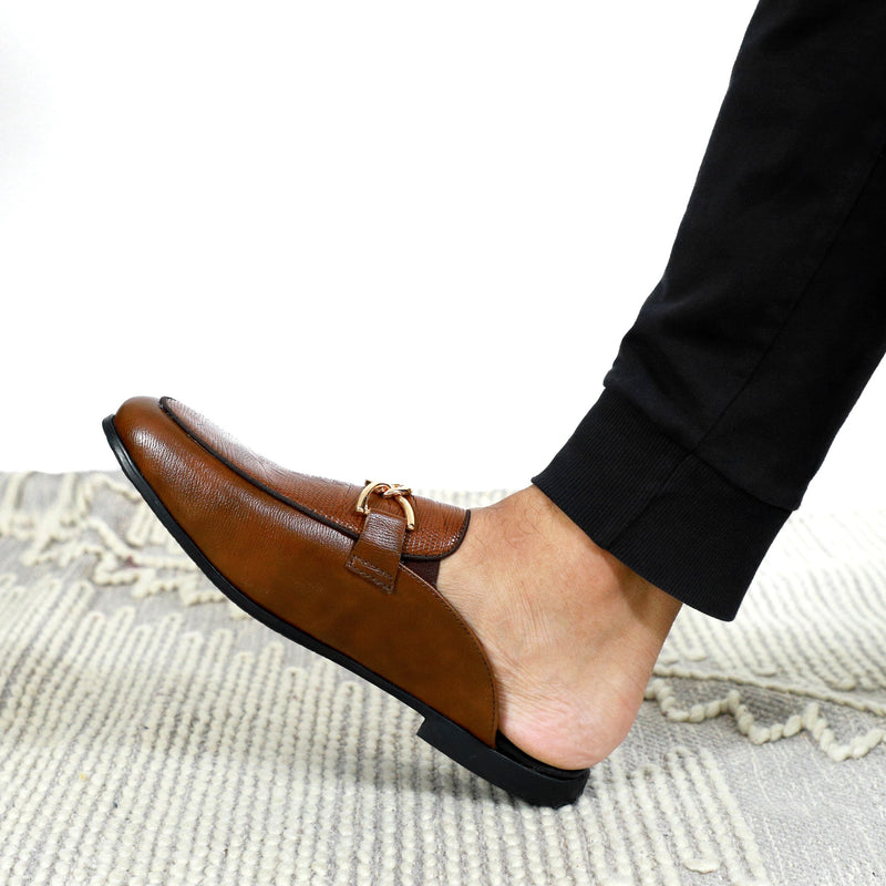 NICHE Tan Brown Designer Horsebit Mule