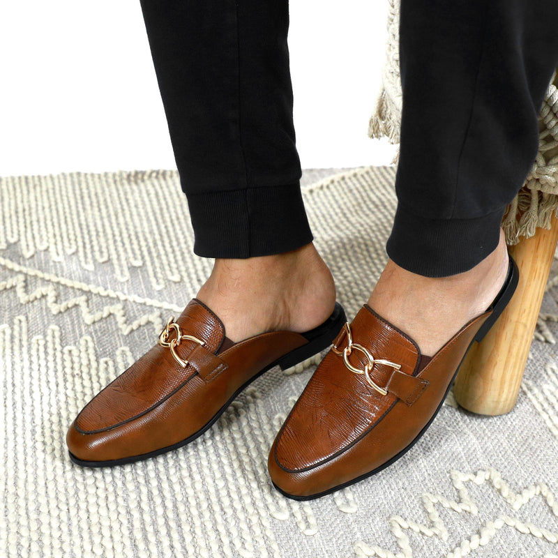 NICHE Tan Brown Designer Horsebit Mule