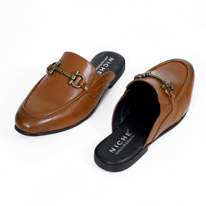 NICHE Tan Brown Comfy Horsebit Mule