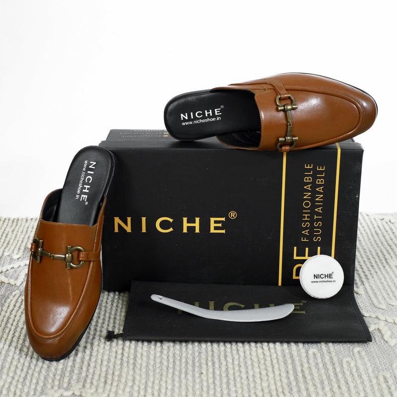 NICHE Tan Brown Comfy Horsebit Mule