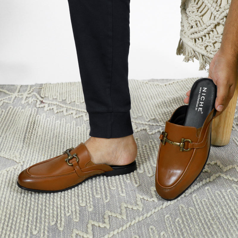 NICHE Tan Brown Comfy Horsebit Mule