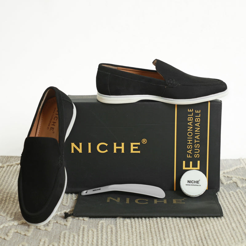 NICHE Black Ultra Comfortable Super Suede Casual Loafers