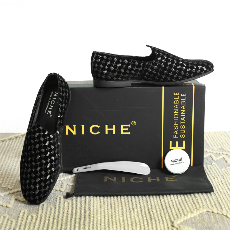 NICHE Black Mirror Sequin Mojaris