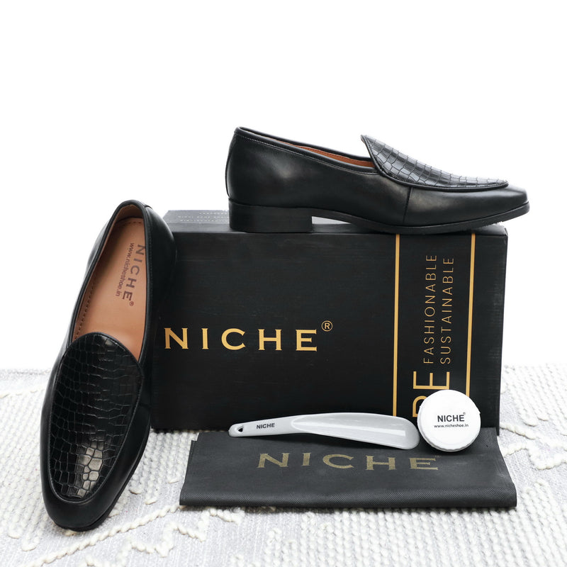 NICHE Black Exclusive Croco Loafers