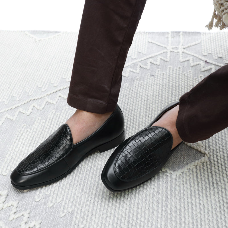 NICHE Black Exclusive Croco Loafers