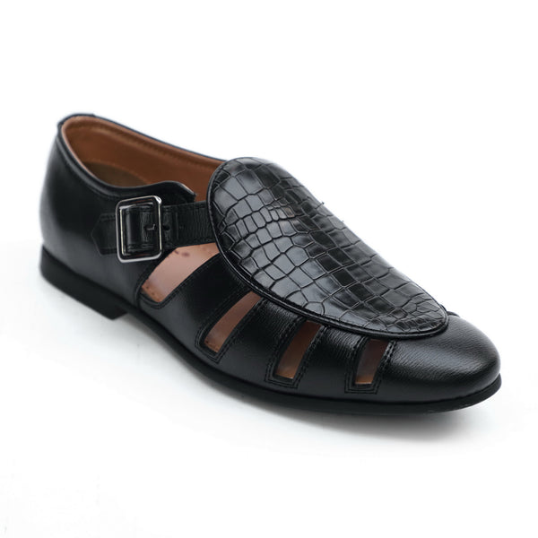NICHE Black Croco Maharaja Peshawari Sandal
